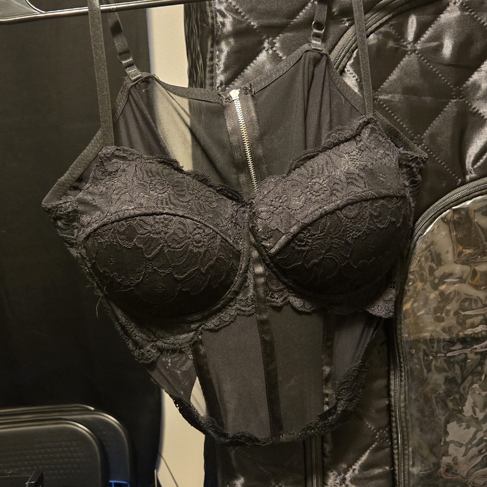 Say What? Black Lace Corset Bra
